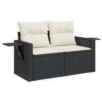 vidaXL 10-tlg. Garten-Sofagarnitur mit Kissen Schwarz Poly Rattan