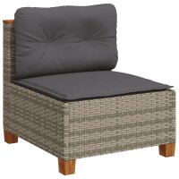 vidaXL 10-tlg. Garten-Sofagarnitur mit Kissen Grau Poly Rattan