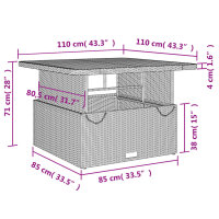 vidaXL 4-tlg. Garten-Essgruppe mit Kissen Schwarz Poly Rattan