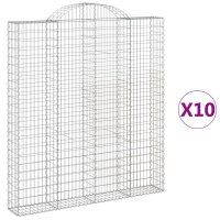 vidaXL Gabionen mit Hochbogen 10 Stk 200x30x220/240cm Verzinktes Eisen