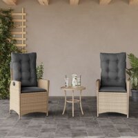 vidaXL Gartensessel Kissen 2Stk. Verstellbar Beigemischung Poly Rattan