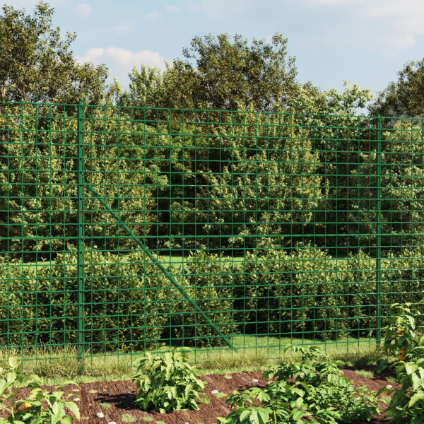 vidaXL Maschendrahtzaun mit Bodenh&uuml;lsen Gr&uuml;n 1,4x10 m