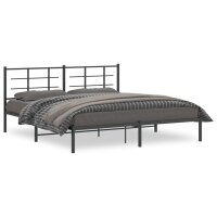 vidaXL Bettgestell mit Kopfteil Metall Schwarz 183x213 cm