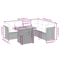 vidaXL 7-tlg. Garten-Sofagarnitur mit Kissen Grau Poly Rattan