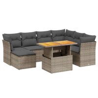 vidaXL 8-tlg. Garten-Sofagarnitur mit Kissen Grau Poly Rattan