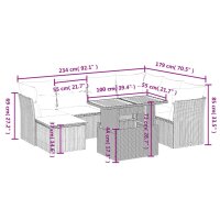 vidaXL 8-tlg. Garten-Sofagarnitur mit Kissen Grau Poly Rattan