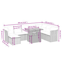 vidaXL 9-tlg. Garten-Sofagarnitur mit Kissen Grau Poly Rattan