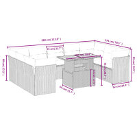 vidaXL 10-tlg. Garten-Sofagarnitur mit Kissen Grau Poly Rattan