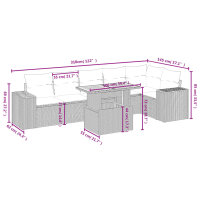 vidaXL 7-tlg. Garten-Sofagarnitur mit Kissen Grau Poly Rattan