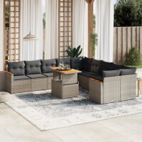 vidaXL 11-tlg. Garten-Sofagarnitur mit Kissen Grau Poly...