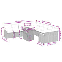 vidaXL 11-tlg. Garten-Sofagarnitur mit Kissen Grau Poly Rattan