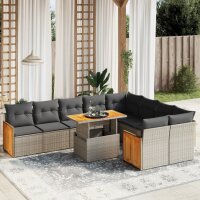 vidaXL 10-tlg. Garten-Sofagarnitur mit Kissen Grau Poly...