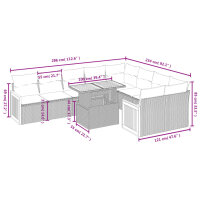 vidaXL 10-tlg. Garten-Sofagarnitur mit Kissen Grau Poly Rattan