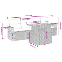 vidaXL 5-tlg. Garten-Sofagarnitur mit Kissen Grau Poly Rattan