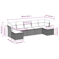 vidaXL 7-tlg. Garten-Sofagarnitur mit Kissen Braun Poly Rattan