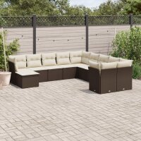 vidaXL 11-tlg. Garten-Sofagarnitur mit Kissen Braun Poly...