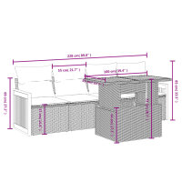 vidaXL 5-tlg. Garten-Sofagarnitur mit Kissen Grau Poly Rattan