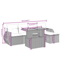 vidaXL 6-tlg. Garten-Sofagarnitur mit Kissen Grau Poly Rattan