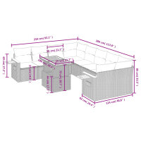 vidaXL 9-tlg. Garten-Sofagarnitur mit Kissen Grau Poly Rattan