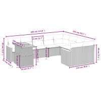 vidaXL 10-tlg. Garten-Sofagarnitur mit Kissen Grau Poly Rattan