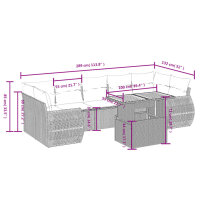 vidaXL 8-tlg. Garten-Sofagarnitur mit Kissen Grau Poly Rattan