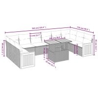 vidaXL 11-tlg. Garten-Sofagarnitur mit Kissen Grau Poly Rattan