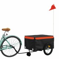 vidaXL Fahrradanh&auml;nger Schwarz und Orange 45 kg Eisen