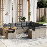 vidaXL 10-tlg. Garten-Sofagarnitur mit Kissen Grau Poly...