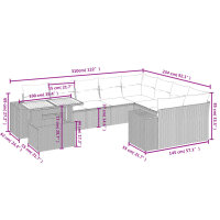 vidaXL 10-tlg. Garten-Sofagarnitur mit Kissen Grau Poly Rattan