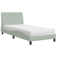 vidaXL Bett mit Matratze Hellgrau 90x190 cm Samt