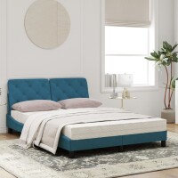 vidaXL Bett mit Matratze Blau 140x190 cm Samt