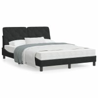 vidaXL Bett mit Matratze Schwarz 140x190 cm Samt