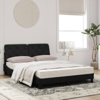 vidaXL Bett mit Matratze Schwarz 140x190 cm Samt