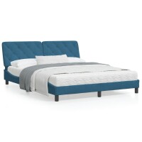 vidaXL Bett mit Matratze Blau 160x200 cm Samt