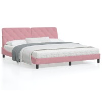 vidaXL Bett mit Matratze Rosa 180x200 cm Samt