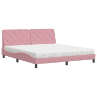 vidaXL Bett mit Matratze Rosa 180x200 cm Samt