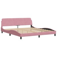 vidaXL Bett mit Matratze Rosa 180x200 cm Samt