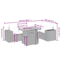 vidaXL 6-tlg. Garten-Sofagarnitur mit Kissen Grau Poly Rattan