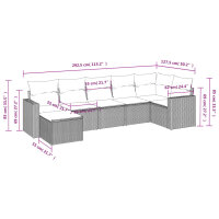 vidaXL 7-tlg. Garten-Sofagarnitur mit Kissen Braun Poly Rattan