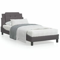 vidaXL Bett mit Matratze Grau 90x200 cm Kunstleder