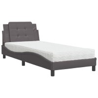 vidaXL Bett mit Matratze Grau 100x200 cm Kunstleder