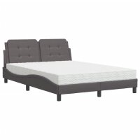 vidaXL Bett mit Matratze Grau 120x200 cm Kunstleder