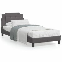 vidaXL Bett mit Matratze Grau 90x190 cm Kunstleder