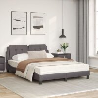 vidaXL Bett mit Matratze Grau 140x190 cm Kunstleder