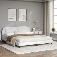 vidaXL Bett mit Matratze Wei&szlig; 180x200 cm Kunstleder