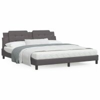 vidaXL Bett mit Matratze Grau 180x200 cm Kunstleder