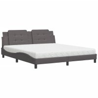 vidaXL Bett mit Matratze Grau 180x200 cm Kunstleder