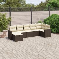 vidaXL 7-tlg. Garten-Sofagarnitur mit Kissen Braun Poly Rattan