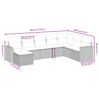 vidaXL 8-tlg. Garten-Sofagarnitur mit Kissen Braun Poly Rattan