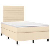 vidaXL Boxspringbett mit Matratze Creme 120x190 cm Stoff